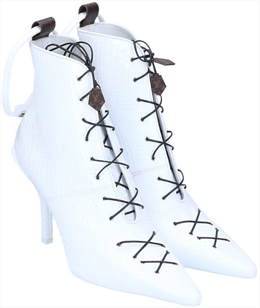 LOUIS VUITTON JANET ANKLE BOOT SCHUHE AUS LEDER IN WEISS IT40