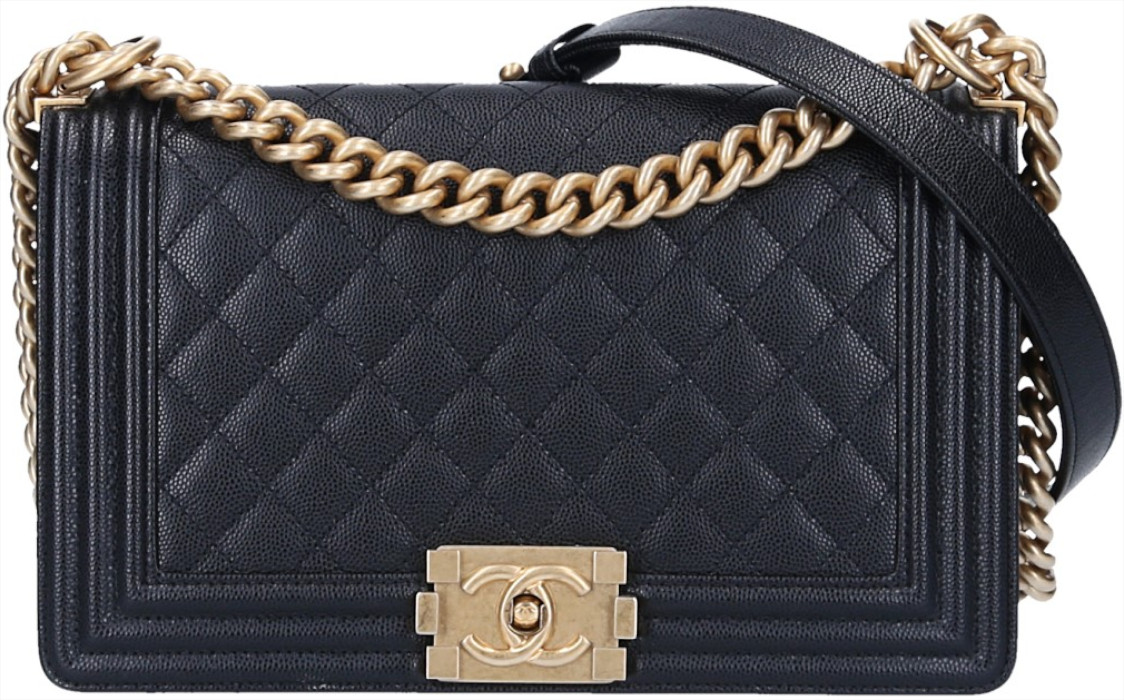 CHANEL BOY HANDTASCHE (MEDIUM) AUS KALBSLEDER IN SCHWARZ MIT GHW (A67086)