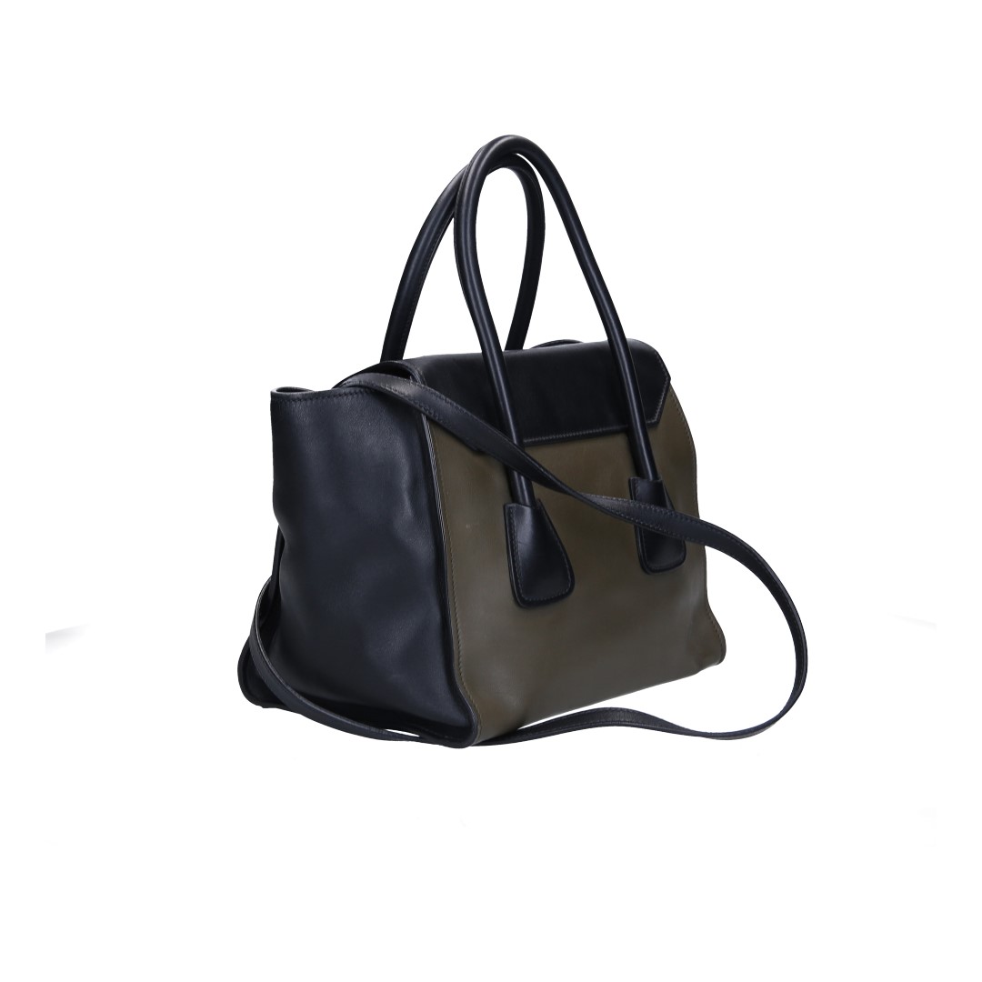 PRADA HANDTASCHE AUS LEDER IN OLIVE UND SCHWARZ 