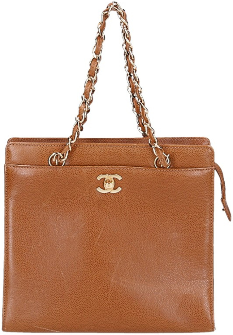 CHANEL HANDTASCHE GENARBTE KALBSLEDER IN CARAMEL BRAUN MIT GHW