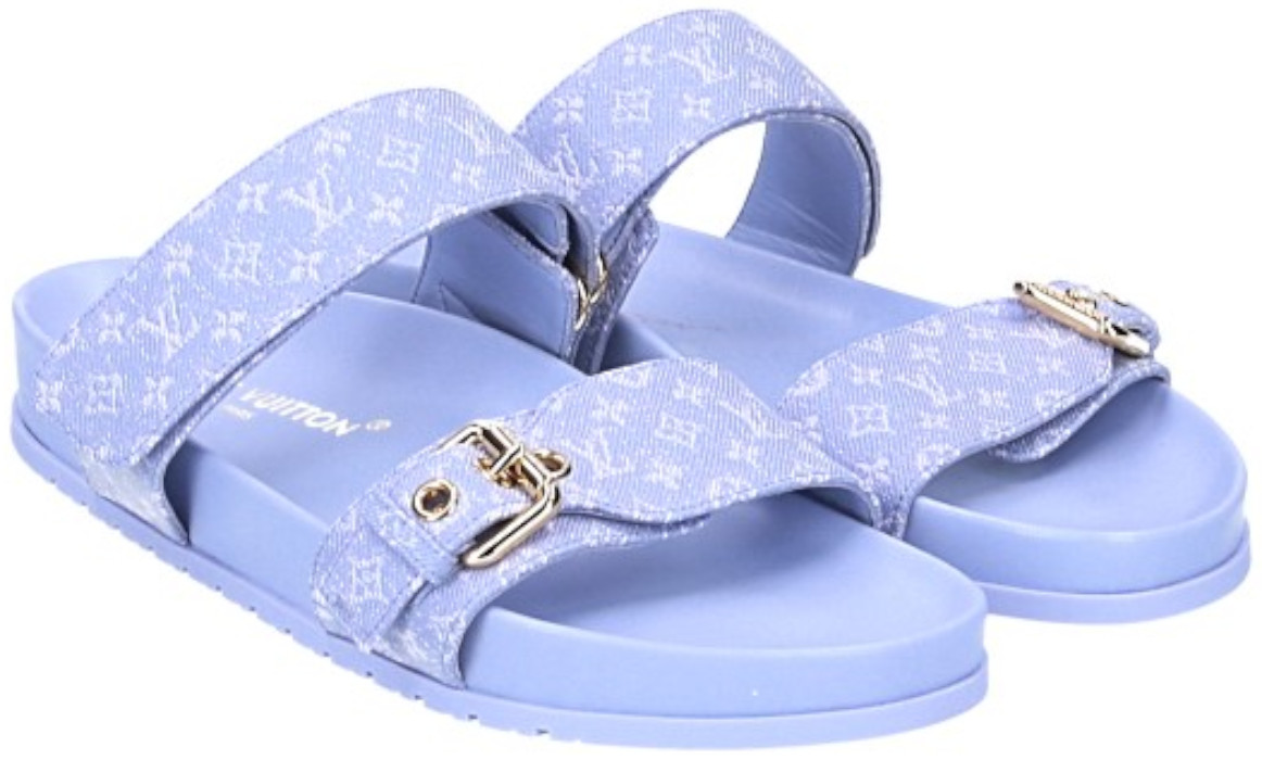 LOUIS VUITTON PANTOLETTE SANDALEN SCHUHE 'BOM DIA' AUS MONOGRAM JAQUARDGEWEBE IN LILAS GR. 40 (1AD1C3)