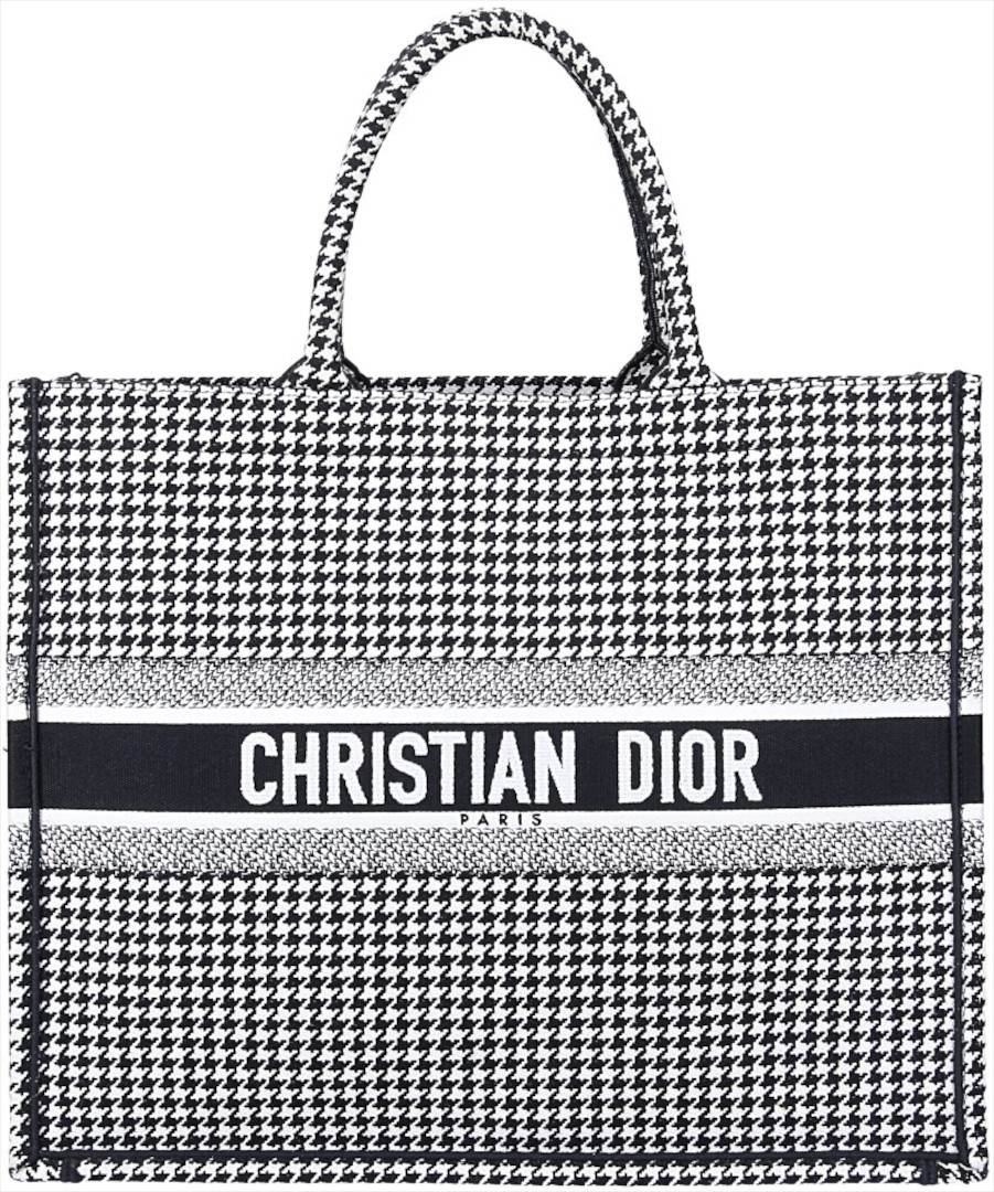 DIOR GROSSE BOOK TOTE TASCHE AUS TEXTIL IN SCHWARZ UND WEISS