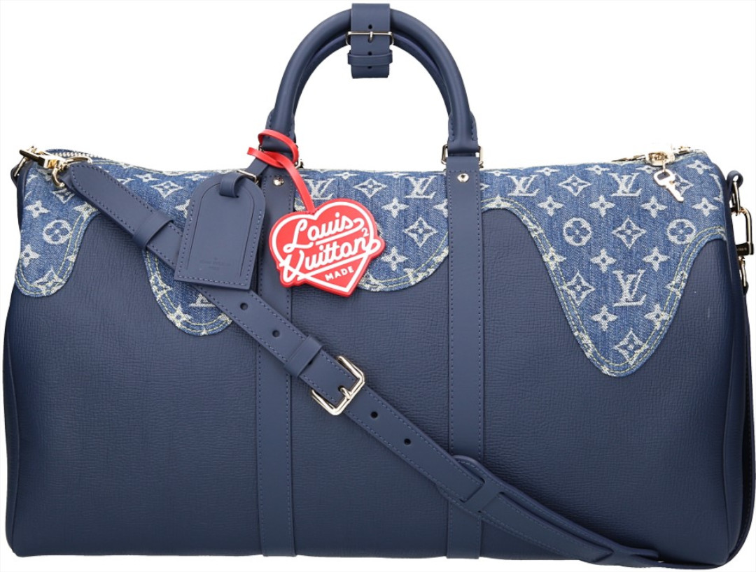 LOUIS VUITTON KEEPALL 50 REISETASCHE AUS MONOGRAM TRIP IN BLEU MIT SCHULTERRIEMEN (M45975)