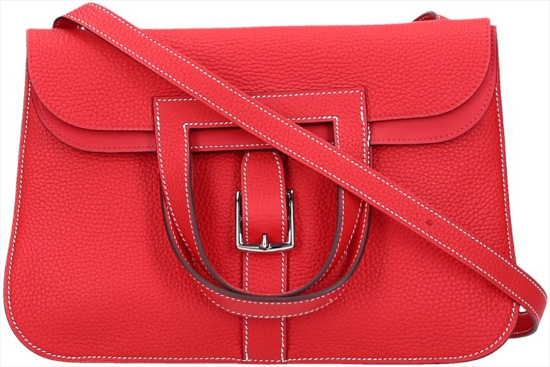 HERMÈS HALZAN 31 HANDTASCHE AUS CLÉMENCE-JUNGSTIERLEDER IN ROUGE