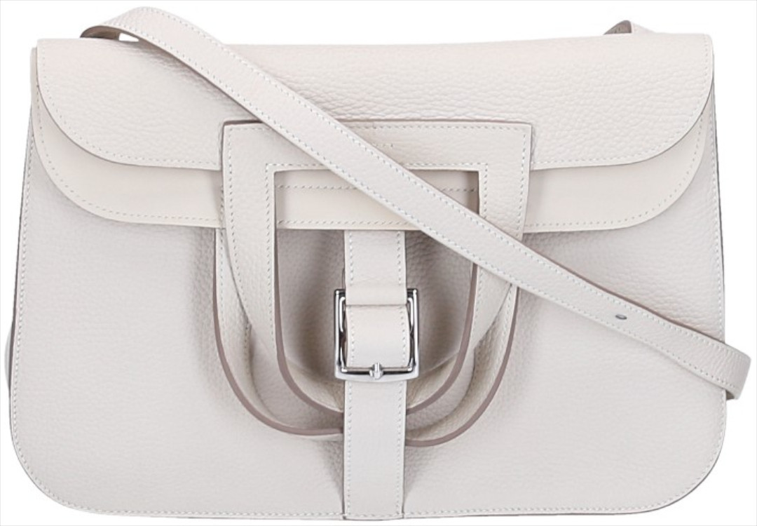 HERMÈS HALZAN 31 HANDTASCHE AUS CLÉMENCE-JUNGSTIERLEDER IN CRAIE MIT PHW