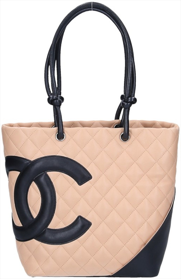 CHANEL HANDTASCHE 'CAMBON' AUS KALBSLEDER IN BEIGE UND SCHWARZ MIT SHW