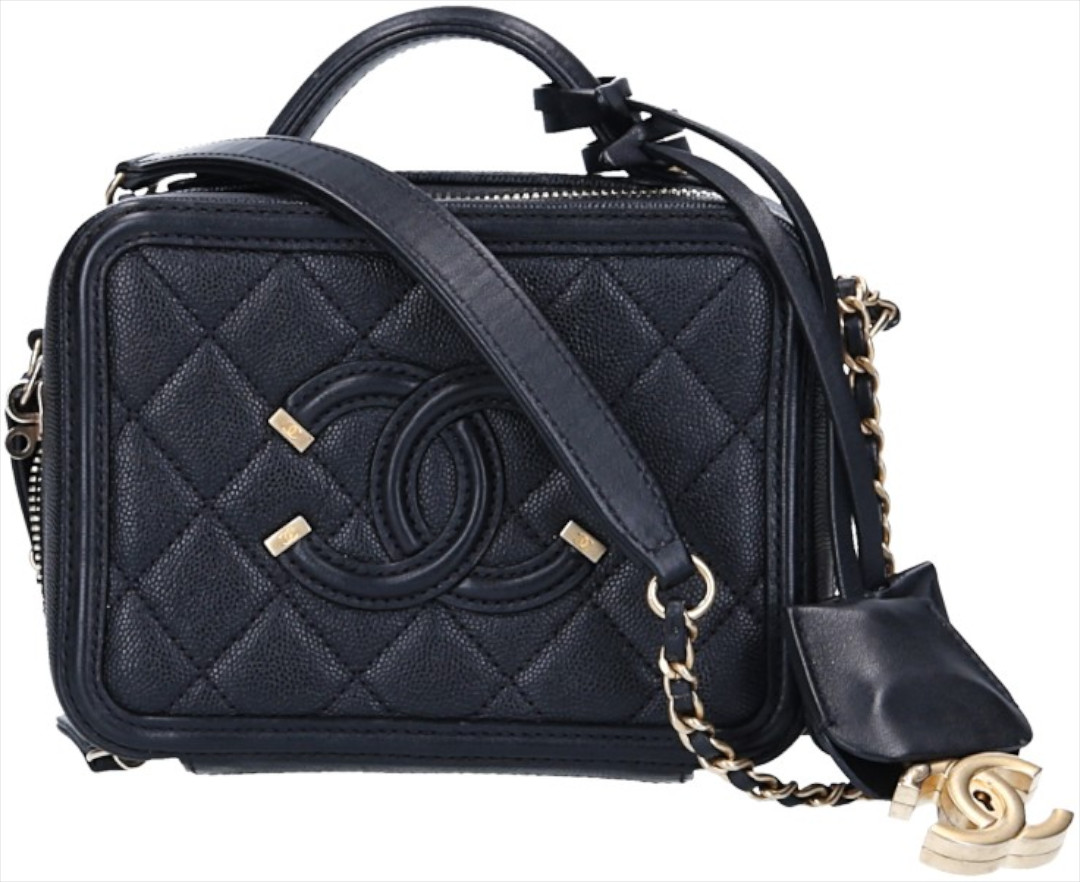 CHANEL HANDTASCHE 'VANITY' (SMALL) AUS KALBSLEDER IN SCHWARZ MIT GHW (A93342)