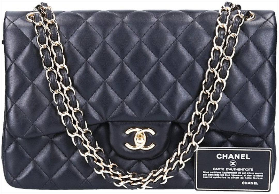 CHANEL TIMELESS FLAP HANDTASCHE (JUMBO) AUS LAMMLEDER IN SCHWARZ MIT GHW (A58600)