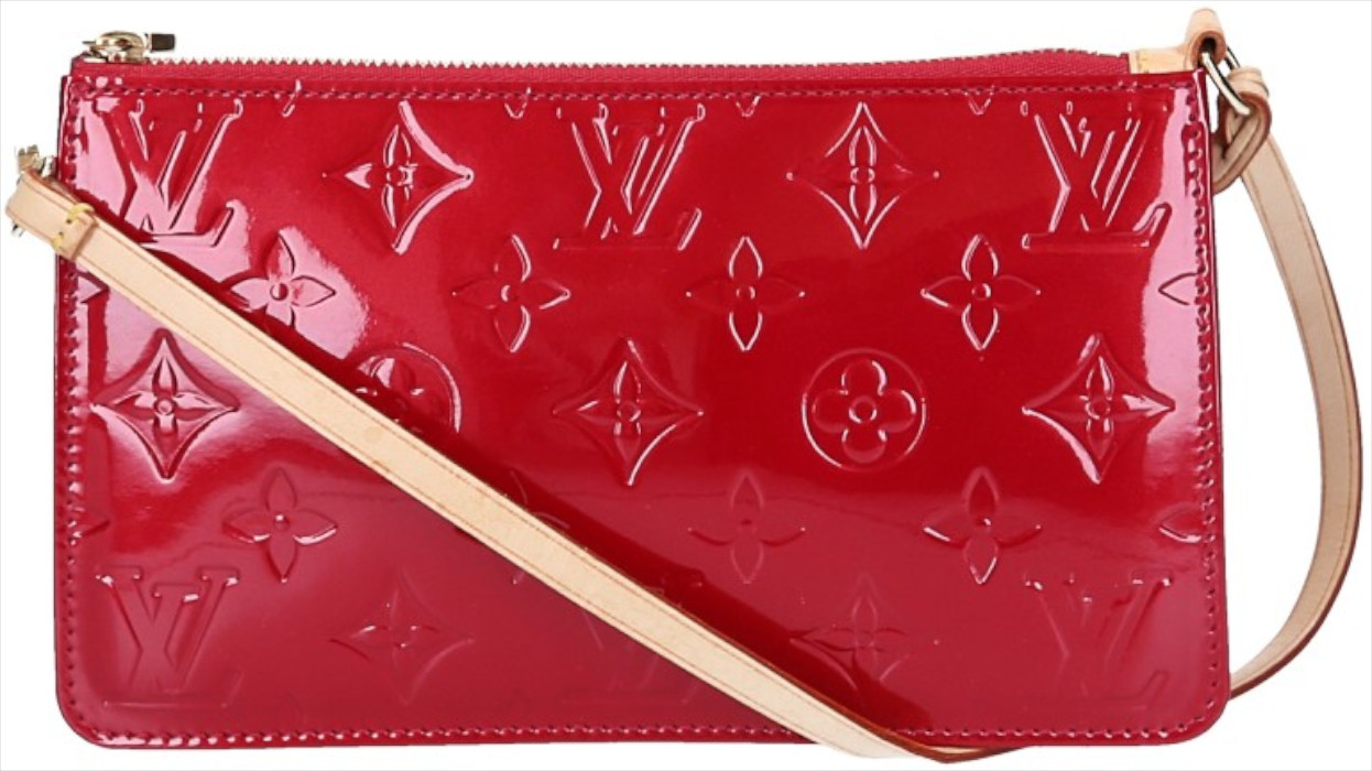 LOUIS VUITTON LEXINGTON CLUTCH AUS MONOGRAM VERNIS LEDER IN POMME D'AMOUR