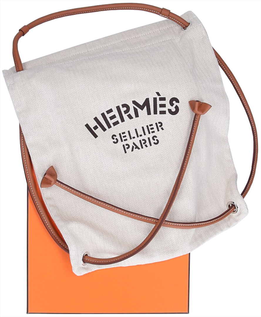 HERMÈS SAC MALINE HANDTASCHE/RUCKSACK AUS KALBSLEDER IN GOLD UND BAUMWOLLE IN CRAIE MIT SHW