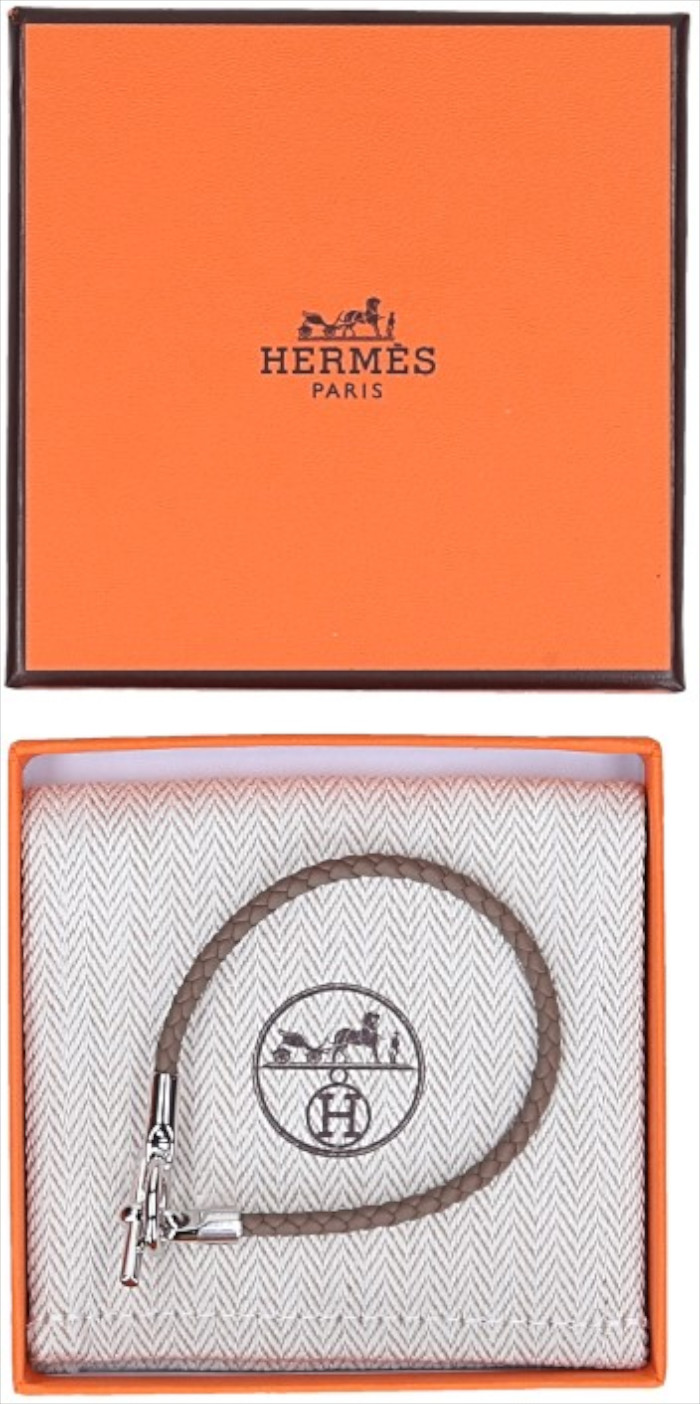 HERMÈS ARMBAND 'GLÉNAN SIMPLE TOUR' AUS VEAU SWIFT IN GRIS ÉTAIN & PHW GR. T2