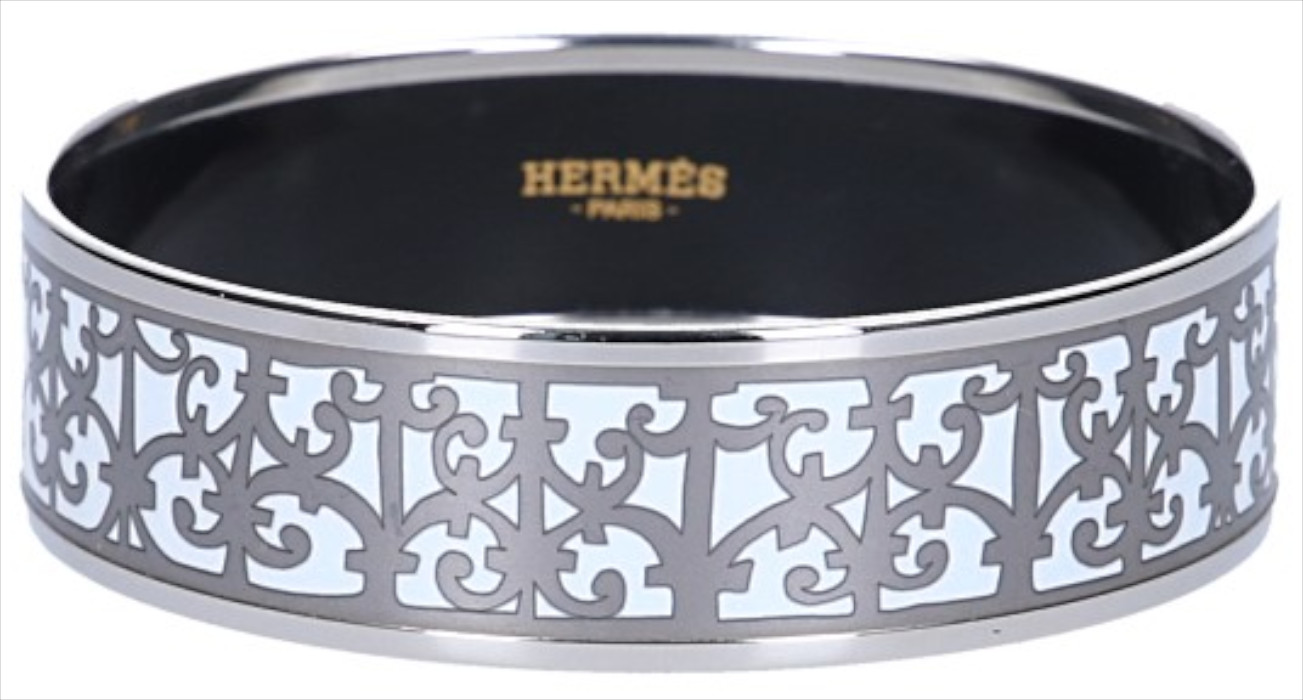 HERMÈS ARMREIF 20 MM BREIT 'BALCONS DU GUADAL' AUS EMAIL MIT EINER EINFASSUNG MIT SILBER- UND PALLADIUMAUFLAGE