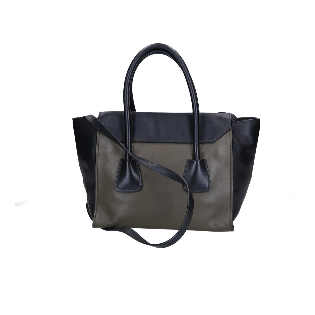 PRADA HANDTASCHE AUS LEDER IN OLIVE UND SCHWARZ 